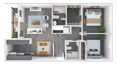 a 1 bedroom floor plan with a bathroom and a bedroom